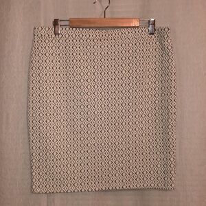 Melissa Paige L Ivory Black Gold Diamond Print Knit Pencil Skirt